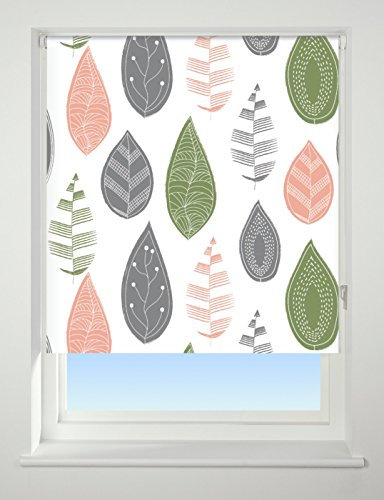 UNIVERSAL Leaf Patterned Thermal Blackout Roller Blind, Multi, W60cm