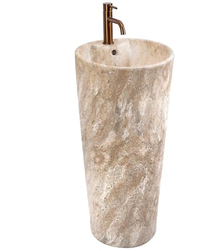 Rea, Lavabo Sur Pied En Céramique Blanka Savana Matt, Beige, 40X40X85Cm