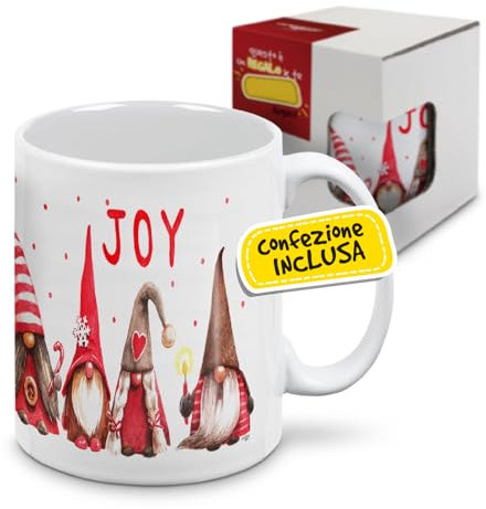 mugnue Tazza Mug Tazza Natale Tazze Natalizie Regali Natale Economici Tazza Colazione con Scatola Regalo Bianca (Joy con Elfi)