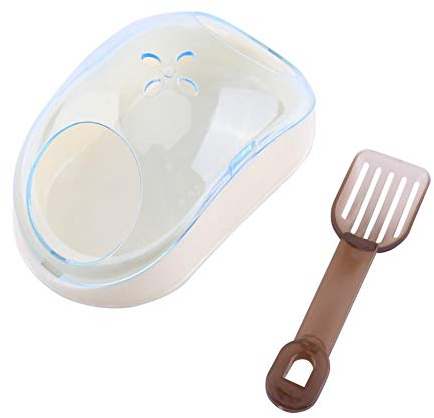 Oumefar Plastic Pet Bath Container Hamster Bathroom Pet House Hamster Toilet Sand Bath Pet Litter Set (Blue)
