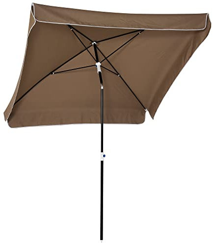 Outsunny Ombrellone 2x2 m da Esterno con Tettuccio Quadrato, Regolabile e Portatile, in Metallo e Poliestere, Caffè