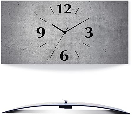 ARTLAND Wanddeko Wanduhr ohne Tickgeräusche Alu Funkuhr analoge Funkuhr 50x25 cm Grauer Beton Optik U1RG