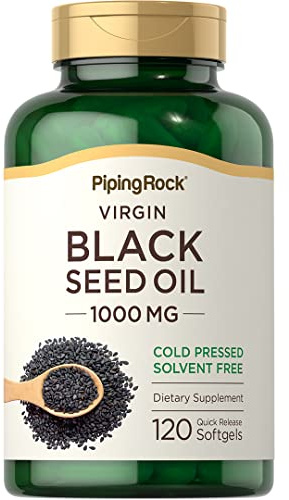 Piping Rock Black Seed Oil Softgel Capsules | 1000mg | 120 Pills | Cold Pressed Supplement | Nigella Sativa | Solvent Free, Non-GMO, Gluten Free