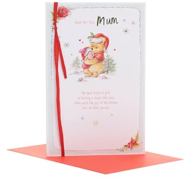 UK Hälsningar Disney Nalle Puh julkort för mamma - Puh & Piglet Design