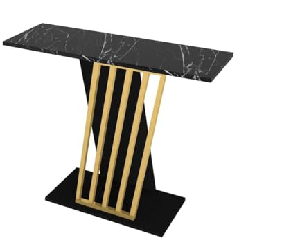Vente-unique-Wandkonsole - Marmor-Optik - Schwarz & Goldfarben - ORSONA