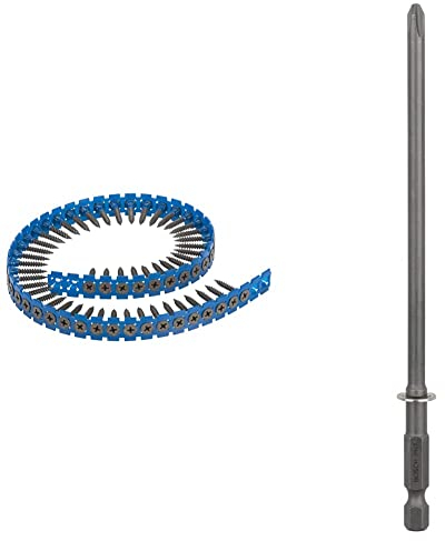 Bosch Professional Schnellbauschraube Grobgewinde, S-G, 3,9 x 35 mm, 2608000549 & Bosch Professional Bit Extra-Hart für Phillips-Kreuzschlitzschrauben (PH2, Länge: 145 mm)