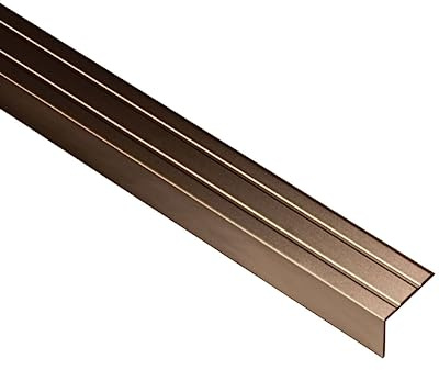 Gedotec Self-Adhesive Stair Edge Profile Aluminium Bronze 1000 mm - unperforated Angle Profile for bonding 25 x 8 mm - grooved Stair Edge Protector - Made in Germany