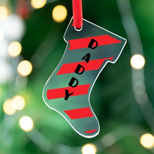 Wanapix | Adorno Navidad de Metacrilato Personalizado | Adorno para Árbol Navidad Personalizado con Foto | Incluye 2 Cintas de Terciopelo para Colgar, Verde y Roja | Bota