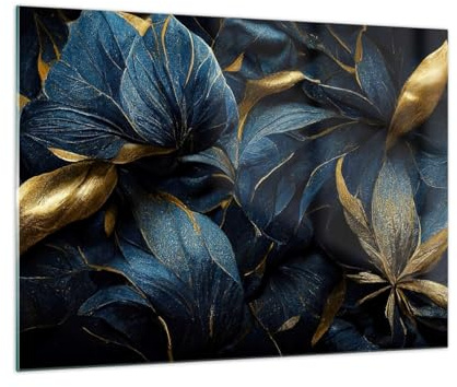 Vidrios decorativos Flores Arte Deco Lujo Cuadro Sobre Vidrio Moderno 70x50cm Decoracion Salon Dormitorio Cocina Cuadros Pared Impresiones Impresión en Cristal Wall Art Prints Decor GAA70x50-5604