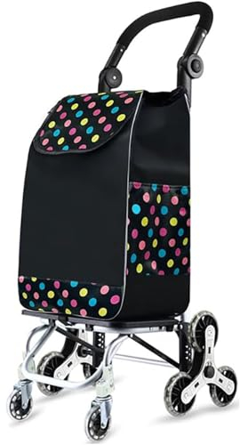 HESHS Carro De La Compra Plegable De 8 Ruedas De PU Subida De Escaleras Desmontable Carro De La Compra Plegable Impermeable De 65 Kg Carro De La Compra Plegable Impermeable De 45 L,Negro