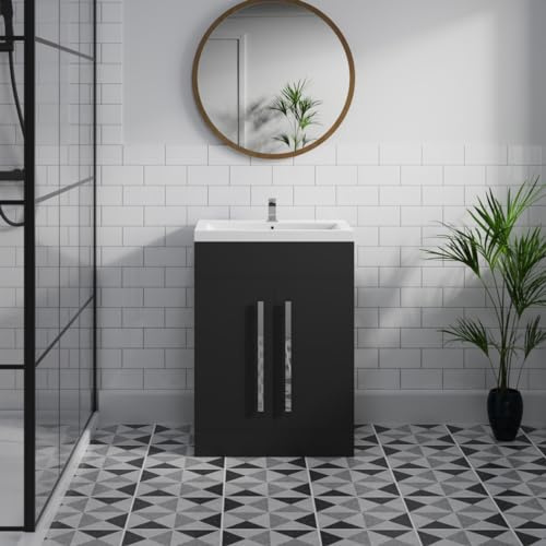 Aquariss 600mm Free Standing Vanity Unit with Basin Flat Packed Matte Black