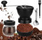 Kasanni Moulin à Café Manuel Portable Moulins Manuels PoignéE En Acier Inoxydable Livré Avec Deux Bocaux en Verre Pour L'Espresso, la Maison, le Bureau, Les Voyages et Le Camping