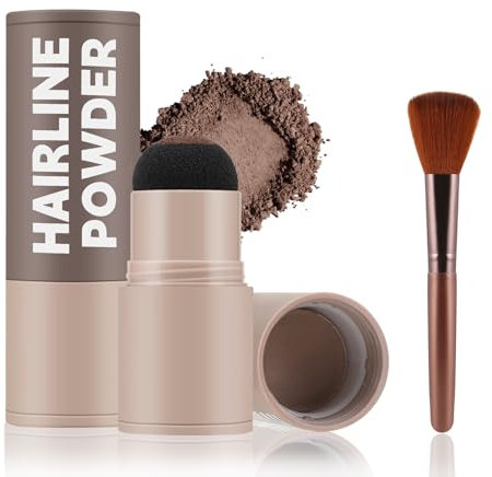 Apooliy Polvere per l'attaccatura dei capelli con pennello, polvere d'ombra per l'attaccatura dei capelli, stick per donne e uomini, penna per ombreggiare i capelli resistente all'acqua.