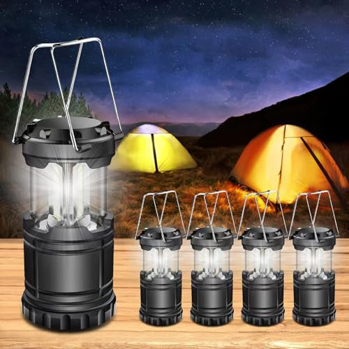 Lot de 4 lanterne camping, ILEEDear Lampe Camping LED, camping accessoires, kit de survie pour ouragan, urgence, tempête, pannes, lanterne portable extérieure