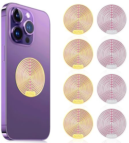 Strahlenschutz Handy Aufkleber 8 STK EMF Schutz Abschirmung Strahlung Handy Aufkleber für Computer EMF Blocker Aufkleber für Telefon Laptop Tablet-Computer (8 Stück Golden - Silbrig)