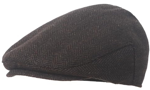 Maeau Casquette Béret Bébé Garçon 12 24 Mois Casquette Plate Tweed Chevron Chapeau Gavroche Newsboy Enfant Fille 1 2 Ans Casquette Irlandaise Retro Gatsby Souple Flat Cap Marron Foncé Basque Printemps