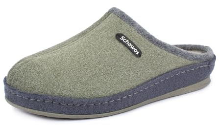 SCHAWOS Lisa Chaussons en feutre pour femme avec doublure chaude en laine vierge avec semelle fixe antidérapante, 37 EU