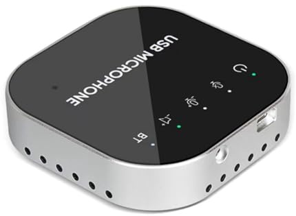 Jrudjsnhhty Altavoz de Conferencia USB de Escritorio Micrófono BT Micrófono de Computadora Condensador Omnidireccional de 360° con Altavoz