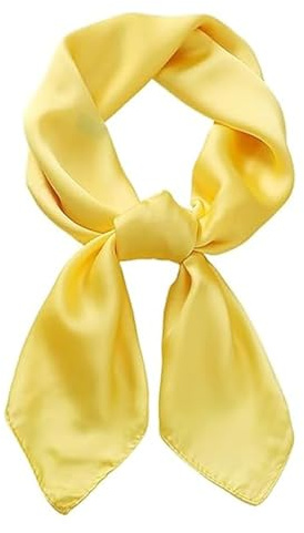 1 PCS Yellow Scarf, Neckerchief for Women, Yellow Bandana, 50s Retro lightweight Bandana, Square Satin SilkScarf, Fashionable Satin Scarf, Suitable for daily wear and commuting for Women Girls