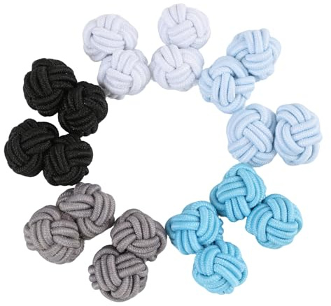 5 Paires Boutons de Manchette Noeud en Soie pour Homme et Femme – Accessoires de Mode en Polyester Soyeux pour Chemise et Robe – Design Tissu Tressé pour Tenues de Bureau