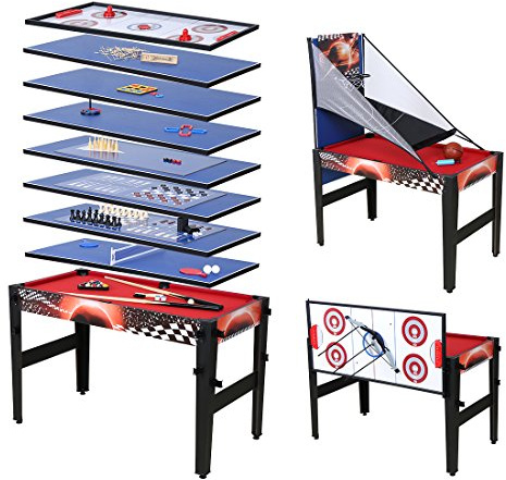 homelikesport Multijuegos de Mesas para Futbolín Bilalar Pingpong Hockey y Otros 14 en 1 Multifunción para Familiares y Niños