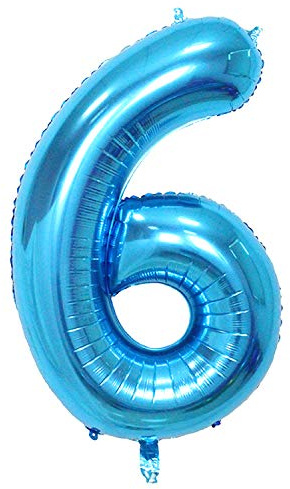 Oblique Unique® Folien Luftballon mit Zahl Nummer für Kinder Geburtstag Jubiläum Silvester Party Deko Folienballon in Blau - Zahl wählbar (Nr 6)