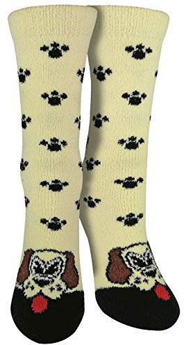 Sock Snob - Mujer Colores Invierno Peluche Animales Antideslizantes Calcetines para Estar por Casa (37-40 EU, PERRO)