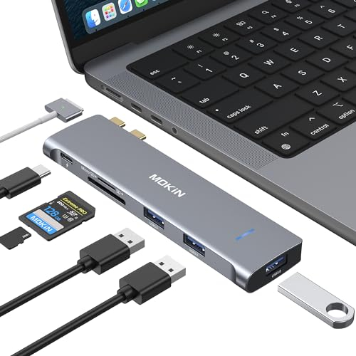 MOKiN Adattatore USB C per MacBook Air, adattatore multiporta MacBook Pro, Adapter 6 IN 2 Mac con Thunderbolt 3 (PD 100W/40Gbps dati), USB 3.0, SD/TF, Hub USB C per MacBook Pro Air 2024/2023