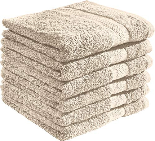 REDBEST Handtuchset, Frottierset 6er-Pack Chicago beige Größe 50x100 cm - saugstark, strapazierfähig, ideal für Reisen, Sport (weitere Farben)