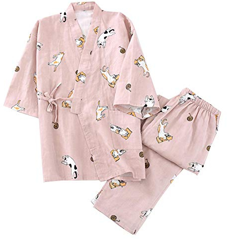 Pure Cotton - Pijama tipo kimono japonés para mujer, Color: 35 m, M