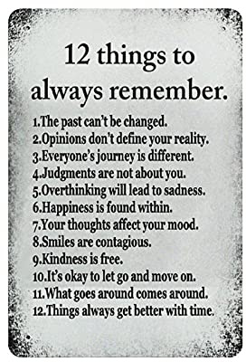 KEYGAMER 12 Things to Always Remember Metal Tin Sign, Vintage Plaque Poster Garage Bar Home Wall Decor 8 X 12 Inches