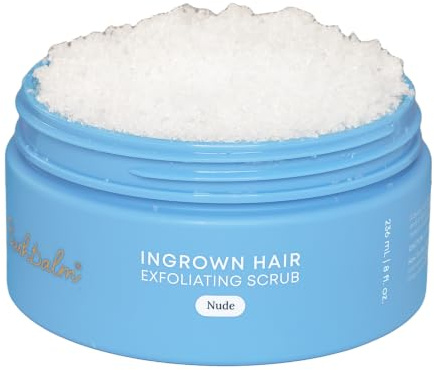 Bushbalm Ingrown Hair Exfoliating Scrub - Reduces Appearance of Ingrown Hairs and Razor Bumps, Soothes Skin and Post-Shave Redness - Nude, 236 ml