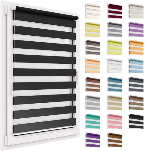 Doppelrollo ohne Bohren, 44x150 cm Stoffgröße, Duo Rollo Klemmfix, Easyfix, lichtdurchlässig und verdunkelnd, Day&Night, Klemmrollo Sonnenschutzrollo Fensterrollo für Fenster & Türen