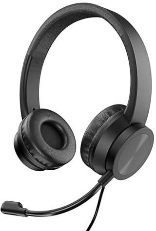 Vultech Auriculares y micrófono con Cable USB HS-03 con Diadema Ajustable