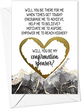 Will You Be My Confirmation Sponsor Scratch Off Card | Black and Gold Confirmation Proposal Card for Him or Her (Confirmation (Black/Gold))