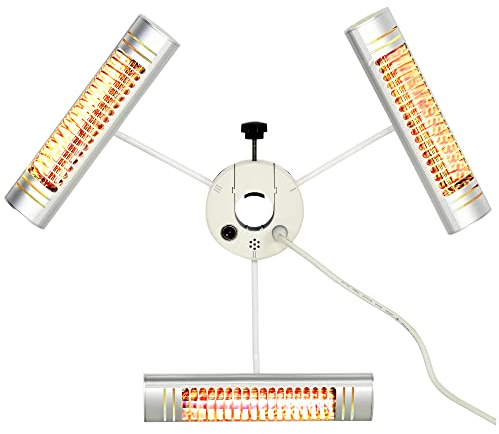 Outsunny Infrarot Heizstrahler mit drei 1000 W Heizköpfen Elektrische Heizstrahler mit Fernbedienung Wärmestrahler CO2-Freie Energieeffiziente Heizung für Sonnenschirm Zelt Alu 87 x 75 x 22 cm
