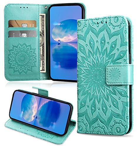 FCAXTIC Hülle Kompatibel mit Samsung Galaxy Xcover 4 / Galaxy Xcover 4s, Magnet PU Leder Tasche Flip Schutzhülle, Brieftasche Klappbar Hülle, Grün