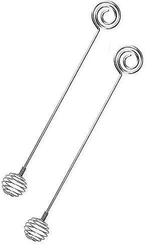 eKsdf 2 Stück Edelstahl Honiglöffel 20cm Lang Honigheber Honigspirale Marmeladenlöffel Honigstab für Honig Topf Jar Container Milch Kaffee Dessert