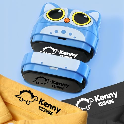 Sello doble (tinta blanca + negra) ropa niños personalizado, sello para ropa niños, marca personalizada