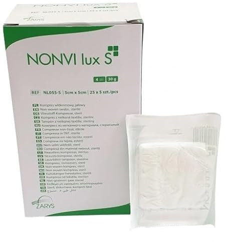 MEDICALMONO - Compresse di garza TNT, 4 strati - STERILI (5x5 (25 buste da 2 pz) - Tot. 50 pz)