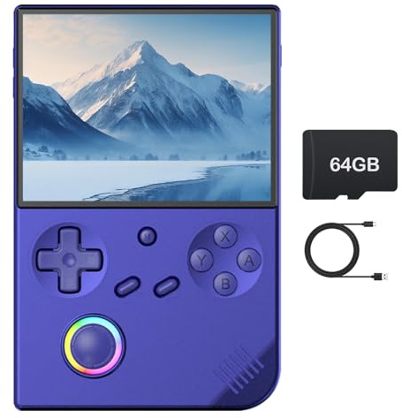 RG40XXV Console di gioco palmare retrò, Linux OS Built-in 64G TF Card Retro Videogiochi Console 4.0 pollici IPS Lettore video portatile tascabile 5500+ giochi (blu)