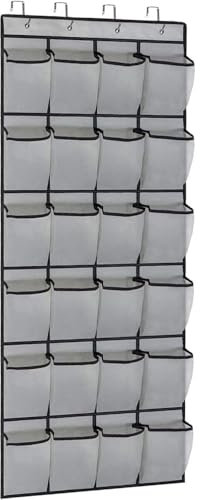 YWKJDDM Organizer über der Tür für Schuhe, 24 Hängender Schuh Organizer, Taschen Aufbewahrungstasche, Netztaschen Hängeorganizer für Schlafzimmer Wohnzimmer Badezimmer(mit 4 Haken)