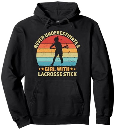 Lacrosse Girl With Stick Lax Lover Girls Lacrosse Helmet Pullover Hoodie