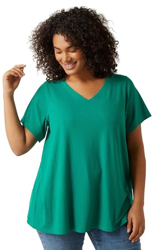 EVANS Curve Premium Ribbed Modal Blend T-Shirt - Women's - Plus Size Curve Green