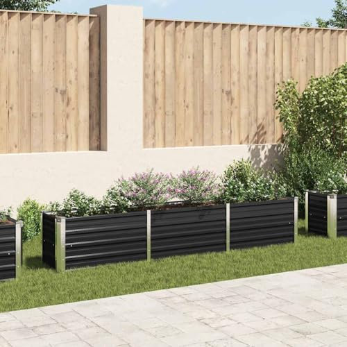 Garten-Hochbeet Verzinkter Stahl 240×40×45 cm Anthrazit,jiangboyue-47047