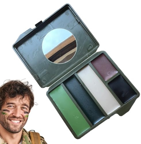 Peinture Du Visage - Football Face Paint | Maquillage De Camouflage Imperméable | Kit De Peinture De Dissimulation En 5 Couleurs, Maquillage De Chasse Durable Pour Les Sports Et Événements De Ple