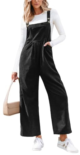 CUPSHE Women's Corduroy Dungarees Square Neck Sleeveless Overall Front Pocket Wide Leg Casual Stylish Autumn Winter Jumpsuit