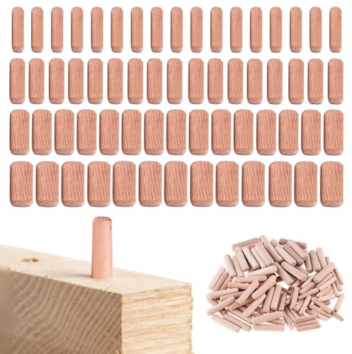 160PCS Assorted Wooden Dowels, M6 M8 M10 M12, Hardwood Grooved Fluted Plugs for Furniture, Woodworking, Carpentry and Craft Projects