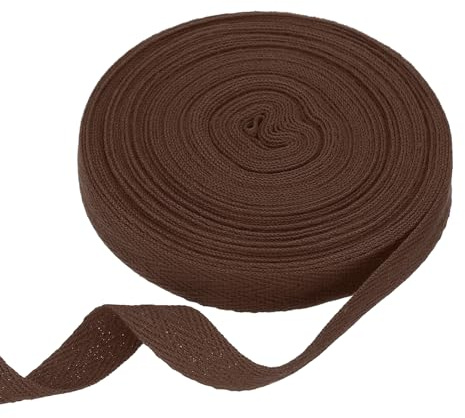 QUARKZMAN Algodón Cinta Marrón Oscuro, 15mm x 10m Cinta Bies de Espiga Cuerda al sesgo Sarga Correa Tela Fina para Coser Costura Accesorio para Manualidades DIY Envoltura Regalo Ropa
