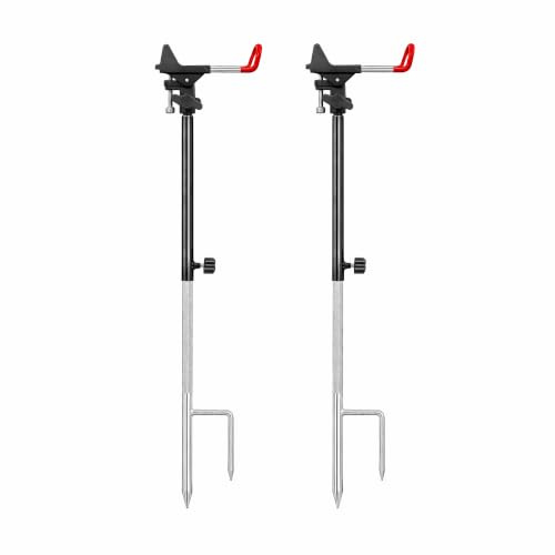 Mavicen Supports de canne à pêche robustes pour sol - Longueur réglable de 78,7 à 109,9 cm - Rotation à 360° - Pour poisson-chat - Résistant à la corrosion - Facile à plier - Convient aux grands